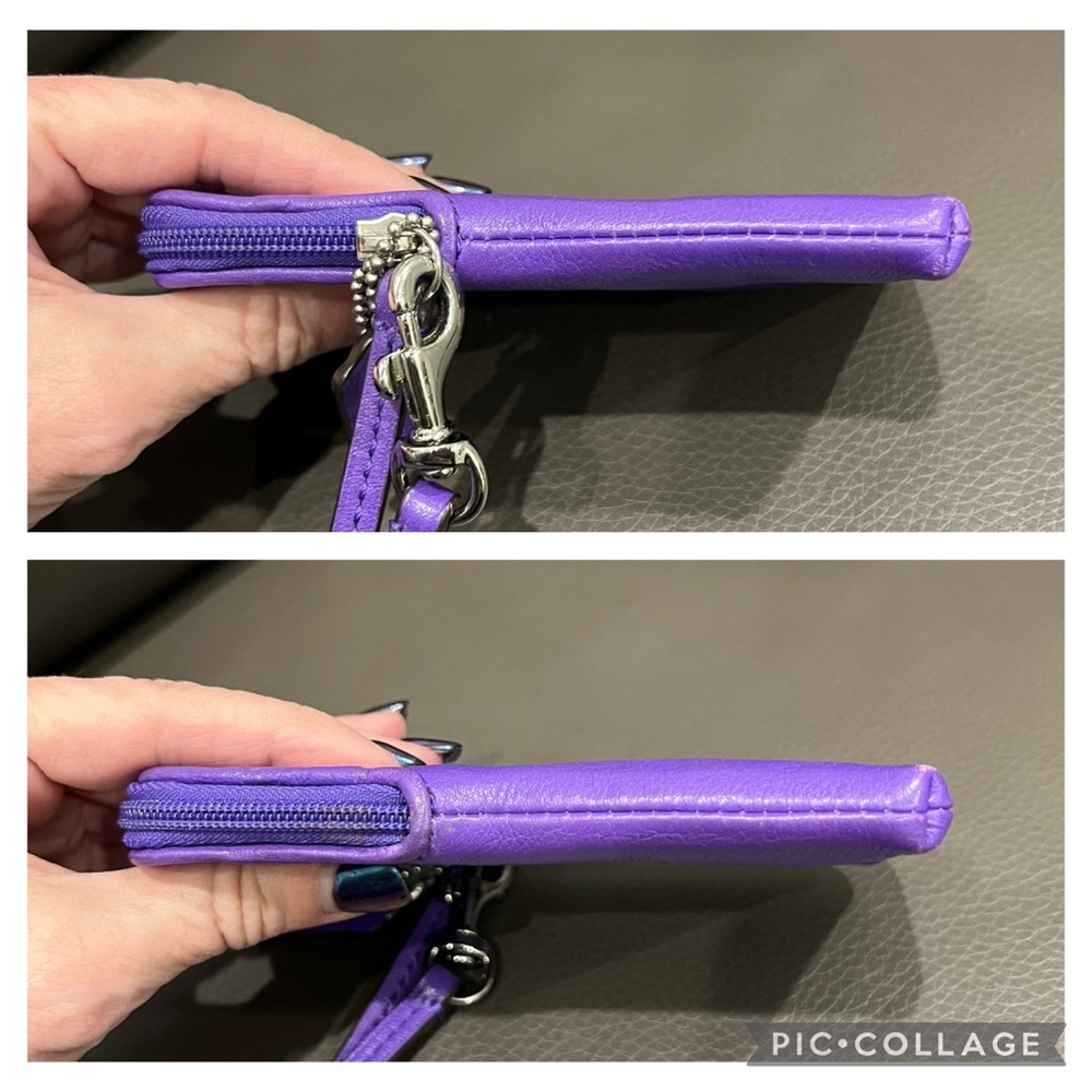 Coach New York Purple Leather Wristlet Clutch - Picture 8 of 8